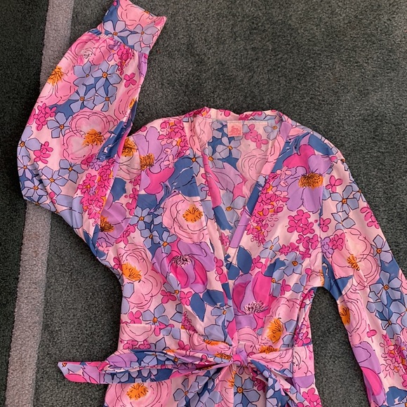 Sears Pastel Floral Nightgown & Matching Robe Size 32.  100% Nylon.  Beautiful! - Picture 6 of 8